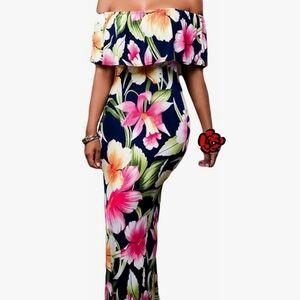 Off Shoulder Long Floral Printed Summer/Beach Dress